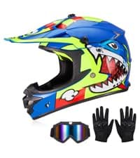 Youth Kids Dirt Bike Helmets Motocross Offroad ATV BMX MX Dirtbike Motorcycle Helmet J-01 with Goggles and Gloves DOT Approved