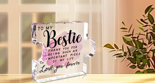 Best Friend Birthday Gifts for Women, Friendship Gifts for Women, Bestie Acrylic Puzzle Plaque Keepsake for Soul Sister Female Bestfriend Work Besties Birthdays, Graduation Gift for Her
