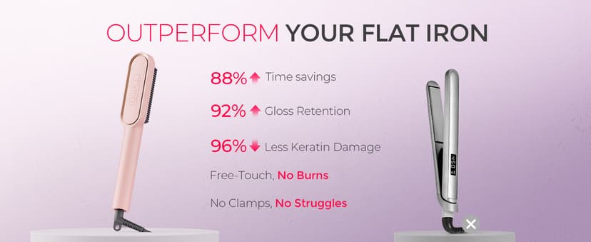 20s Fast Heat, 5 Temp Settings & Anti-Scald, Perfect for Professional Salon at Home, Sakura Pink TYMO Ring Hair Straightener Brush, 2-in-1 Straightening Brush & Hot Comb B07RLTPSLB