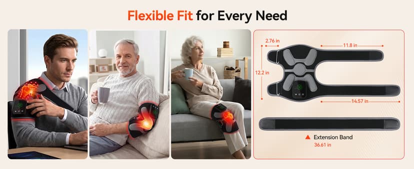 Red Light Therapy Knee Massager 660nm & 850nm, Heated Vibration Knee Brace Cordless Rechargeable 5000mAh, Timer & Pulse Modes for Knee Elbow Shoulder Joint Comfort Support Device B0GS5MWP52