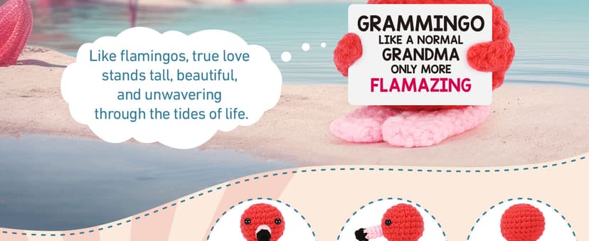 Grandma Birthday Gifts from Grandkids, I Love You Grandmother Birthday Gifts, Christmas for Great Grandma Nana Gigi Mimi Present from Granddaughter Grandson, Funny Handmade Crochet Flamingo Grammingo
