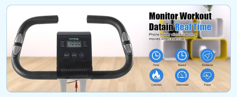 BARWING Stationary Exercise Bike for Home Workout, 5 IN 1 Foldable Indoor Cycling Bike for Seniors, 350LB Capacity, 16-Level Magnetic Resistance, Seat Backrest Adjustments