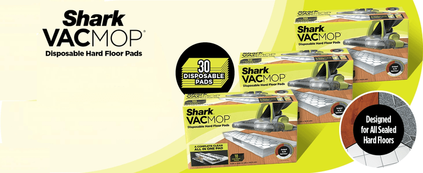 Shark VACMOP Cordless Hard Floor Cleaner, Vacuum and Spray Mop, Powerful Suction, Lightweight, LED Headlights, Includes 4 Disposable Pads, 12oz Multi-surface Cleaning Solution, Gray, VM252