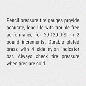 Milton S-925 Pencil Tire Pressure Gauge for Trucks, RV’s & Bicycle Tires, Single Head Chuck with Built-in Deflator Valve, Durable Plated Brass, Pressure Measured in PSI & kPa
