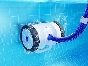 (2025 Upgrade) VINGLI Automatic Suction-Side Pool Vacuum Cleaner, Powerful Wall-Climbing Sweeper for Inground Pools, Includes 39.6ft Tangle-Free Hose (Blue&White)