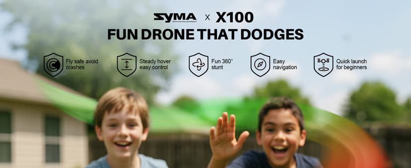 SYMA X100 Drone for Kids 8-12, Automatic Obstacle Avoidance, Up to 20 Mins Flight Time(2 Batteries), One-Key 360°Flips and Altitude Hold, Full-Guard Safe Indoor Drone Gift for Boys & Girls