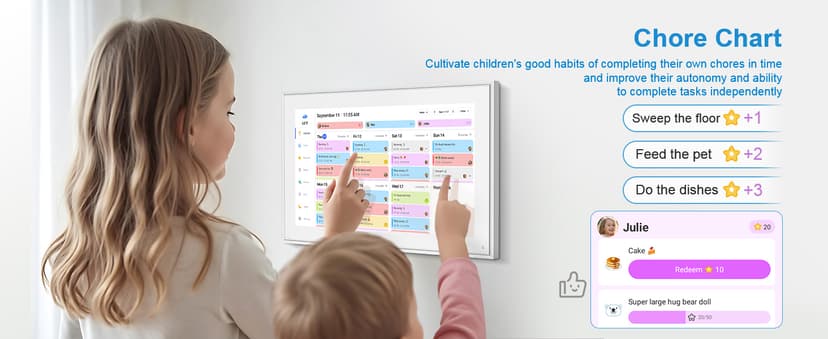 15.6 Inch Digital Calendar Wall Touch Screen Chore Chart, 32GB Electronic Calendar + Smart Family Planner, Wall and Desk Mountable, Gifts for Women Men, Christmas Gifts for Mom Dad