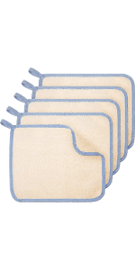 Tatuo 5 Pcs Exfoliating Face and Body Wash Cloths Towel Weave Bath Exfoliating Scrub Massage Bath Cloth for Women and Men, 10.63 x 9.05 Inch (White, Pink, Blue, Gray, Black Edge)