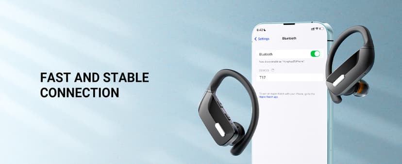 occiam Sport Wireless Earbuds Bluetooth Headphones 80hrs Playtime Deep Bass Ear Buds with Earhook Noise Cancelling Mic Waterproof Earphones for Workout Running Black