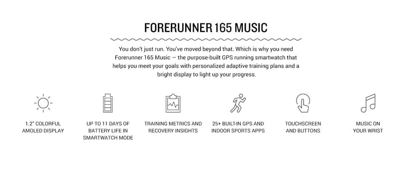 Garmin Forerunner 165 Music, Running Smartwatch, Colorful AMOLED Display, Training Metrics and Recovery Insights, Music on Your Wrist, Whitestone