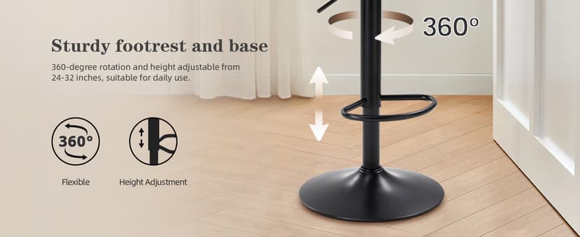 IWMH Standing Desk Stool, Height Adjustable Standing Desk Chair, Ergonomic Sit Stand Stool with Footrest, 360° Swivel Leaning Stools for Office Home (Black)