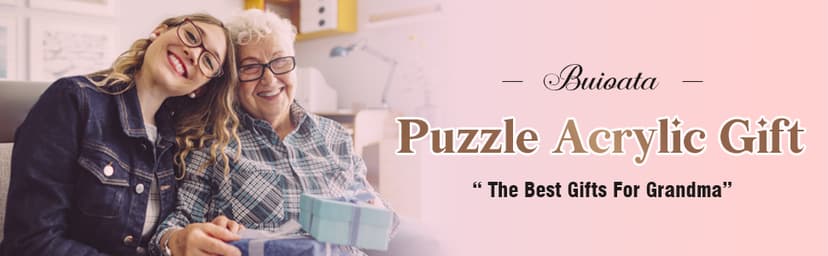 Grandma Gifts - Delicate Grandma Birthday Gifts from Grandkids - Engraved Acrylic Puzzle Piece 3.9 x 3.3 inch - Mothers Day Christmas Birthday Gifts for Grandma Grandmother, Ideas