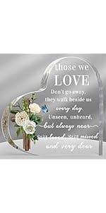 Jetec Bereavement Gift Acrylic Heart Sympathy Memorial Condolence Gift for Loss of Loved One Remember Me Grieving Present for Remembrance Table Decor(6 x 6 x 0.6 Inch)