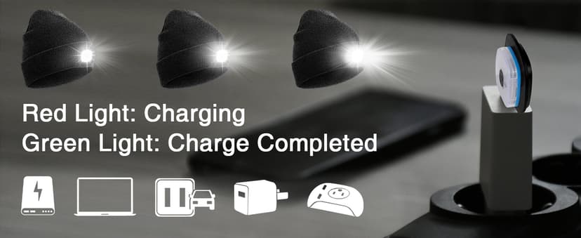 CENSGO Unisex Hat with Light, USB Rechargeable LED Headlamp Beanie, Gifts for Dad Father Men Husband Warm Knitted Cap