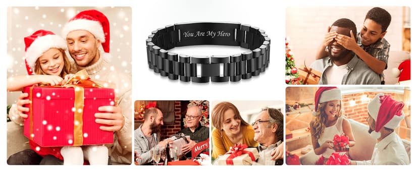 VNOX Masculine Watch Band Stainless Steel Link Bracelet Personalized Jewelry Gift for Men DAD Father Husband Boyfriend