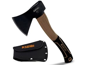 KSEIBI Wood Axe, Small Outdoor Camp Hatchet for Splitting and Kindling Wood, Forged Steel Blade with Anti-Slip and Shock Reduction Handle Great Throwing Axes and Hatchets (Modern)