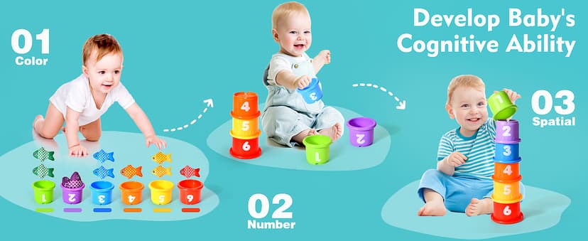Montessori Toys for 1 Year Old Boy Girl Gifts, Cloth Fishing Game Toddler Toy 1-3, Sorting Learning Baby Toys 6-12-18 Months, One Year Old Girl Boy Birthday Gifts