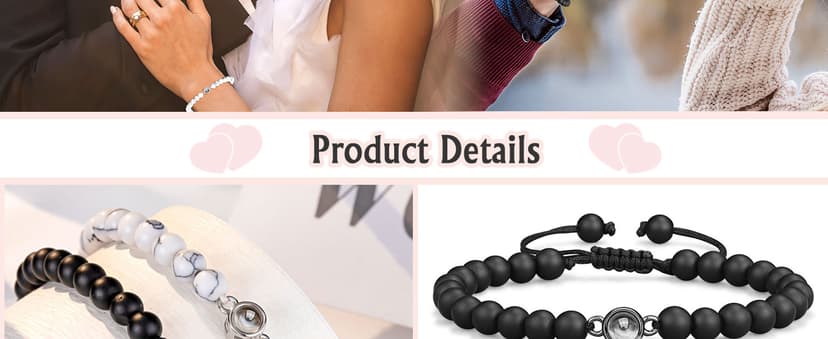 UNGENT THEM I Love You 100 Languages Bracelets Couples Gifts To My Men, Boyfriend, Girlfriend, Husband, My Love, Soulmate, Fiance - Anniversary Valentines Day Birthday Christmas Gift for Him and Her