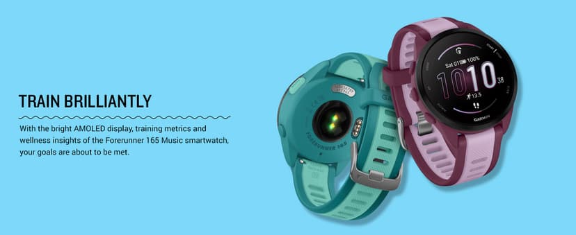 Garmin Forerunner 165 Music, Running Smartwatch, Colorful AMOLED Display, Training Metrics and Recovery Insights, Music on Your Wrist, Whitestone