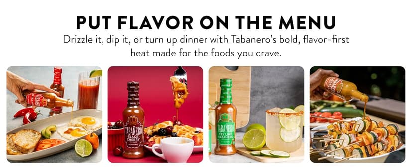 1.7 oz Mini Glass Bottles, Kit Includes Peach Bourbon, Key Lime Habanero, Sweet & Spicy, All Natural, Gluten Free, Low Sodium Tabañero Variety Hot Sauce Gift Set, Kosher, Sriracha Honey, 4-Pack B0CN9P7XD7