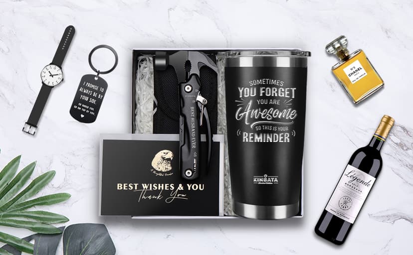 Gifts for Husband from Wife-Best Anniversary Basket Gifts for Men who has everything Fathers Day Funny Birthday Gift Ideas for Him Christmas Unique Romantic Presents Sets, All in One Hammer Multitool