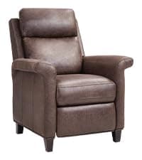 IOMOR Push Back Recliner Chair Faux Leather Lounge Armchair with Rivet Decoration Wingback Single Sofa Chair with Padded Seat Solid Wood Legs for Living Room, Chocolate