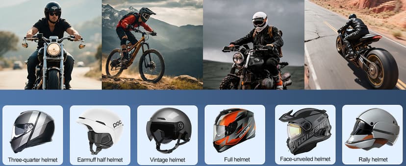 Motorcycle Bluetooth Headset with Charging Case, Helmet Bluetooth Speaker with Microphones & Remote Control, 1900mAh Battery, 50Hours Work Time, True Wireless Headsets for Riding and Skiing