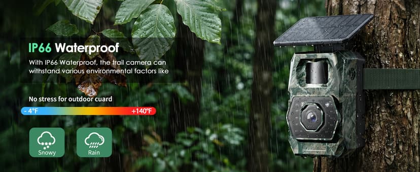 MAXDONE Solar Trail Camera WiFi Bluetooth - 4K 64MP Game Cameras with Night Vision Motion Activated IP66 Waterproof, with 5200mAh Battery and 32GB Memory Card Cameras for Outdoor and Backyard 