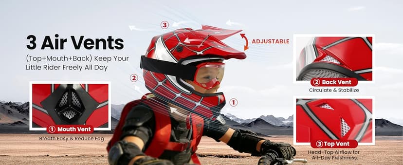 XFMT Kids Dirt Bike Helmet Youth Motorcycle Helmet DOT-Certified Full Face Helmets for Motocross ATV Off-Road Street Bike with Goggles & Gloves, Matte Black Small