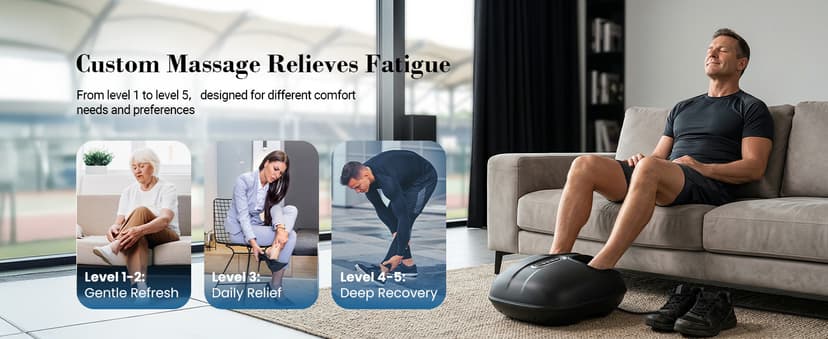 Shiatsu Foot Massager for Plantar Fasciitis with Heat & Remote Control, For Tired Feet, Seniors, Officer, Gifts for Women Men CuPiLo Foot Massager FSA Eligible HSA, 5 Compression Levels & Deep Kneading B0D25QHBS8