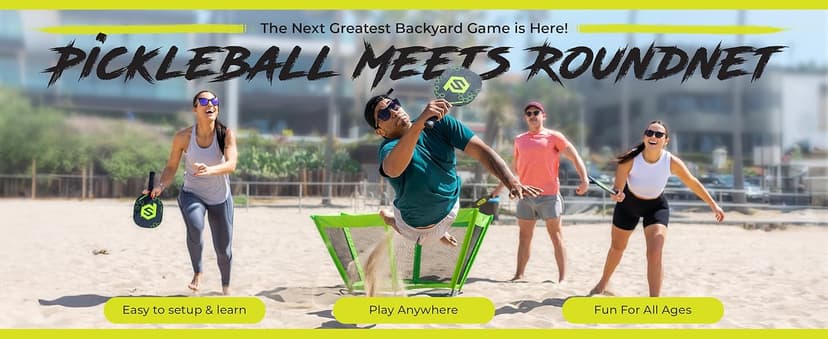 PaddleSmash - Pickleball Yard Game As Seen on Shark Tank - Beach, Backyard, Tailgate & Lawn, Outdoor Activities for Adults and Family - Easy Assembly
