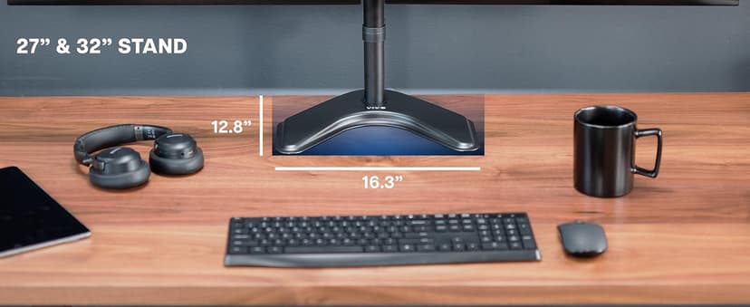 VIVO STAND-V002F Dual LED LCD Monitor Free-Standing Desk Stand for 2 Screens up to 27 Inch Heavy-Duty Fully Adjustable Arms with Max VESA 100x100mm