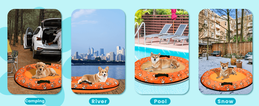 Inflatable Dogs Pool Float with Rope,Puppy Raft Floating Mat,Pet Float for Small Medium Large Dogs Up to 80lb