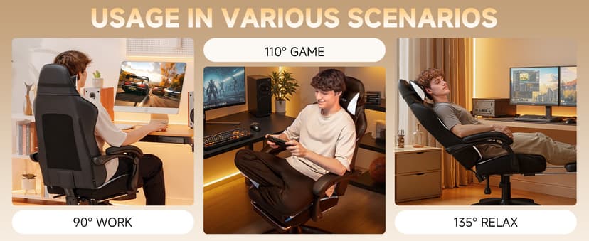 GTPLAYER Gaming Chair, High Back Leather Computer Gaming Chair with Footrest, Ergonomic Height Adjustable Office Chair with Removable Cover and Lumbar Support for Gaming and Work (WT)