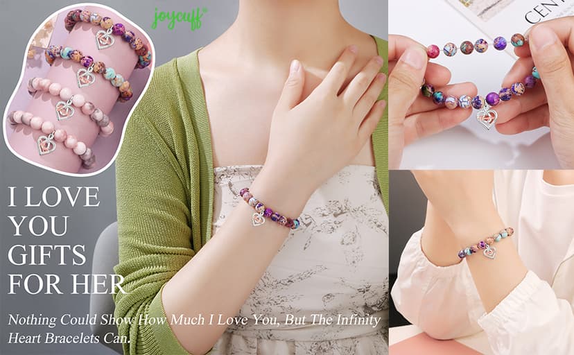 ๐๐ถ๐ณ๐๐ ๐ณ๐ผ๐ฟ ๐ช๐ผ๐บ๐ฒ๐ป ๐๐ป๐ณ๐ถ๐ป๐ถ๐๐ ๐๐ผ๐๐ฒ ๐๐ฒ๐ฎ๐ฟ๐ ๐๐ฟ๐ฎ๐ฐ๐ฒ๐น๐ฒ๐ Christmas Birthday Gifts for Sister Daughter Granddaughter Grandma, Natural Colorful Imperial Jasper Bracelet for Mom Wife Nana Aunt