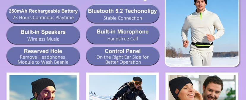 Bluetooth Beanie,Wireless Beanie Headphones Hat Unique Christmas Tech Gifts for Men Women Teen Boys Girls Stocking Stuffers