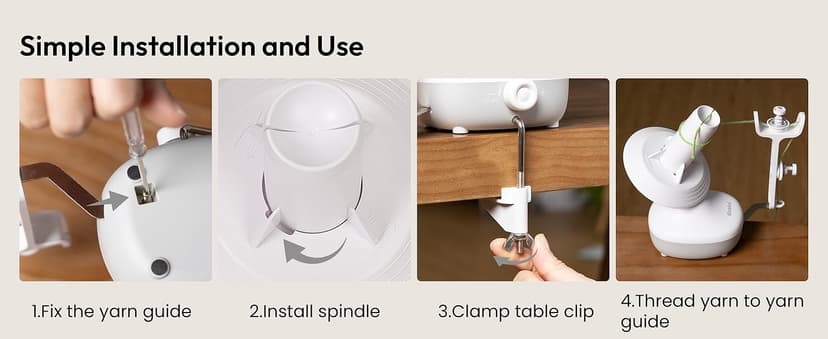 Etcokei Yarn Winder, Electric Yarn Ball Winder for Crocheting, Compact Yarn Cake Winder with Strong Tension Stepless Speed, Automatic Yarn Spinner Wool Winder, Ideal Helper for Knitting Lovers(White)