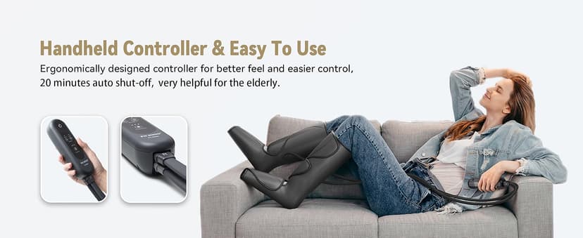 FIT KING Leg Massager for Circulation and Pain Relief, Air Compression Leg and Foot Massager to Relieve Pain Swelling Edema with 2 Size Extensions- Great Gift for Wife Mom and Friend