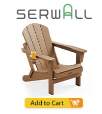 SERWALL Folding Adirondack Chair Set of 2 Outdoor Chairs Painted Adirondack Chair with Cup Holder Weather Resistant for Patio Deck Garden, Backyard Deck, Fire Pit- Brown