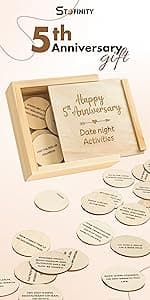 5 Year Anniversary Wood Gifts For Him Her - 5th Anniversary Marriage Gifts For Wife Husband, Wooden Wedding Gift For For Fifth Anniversary