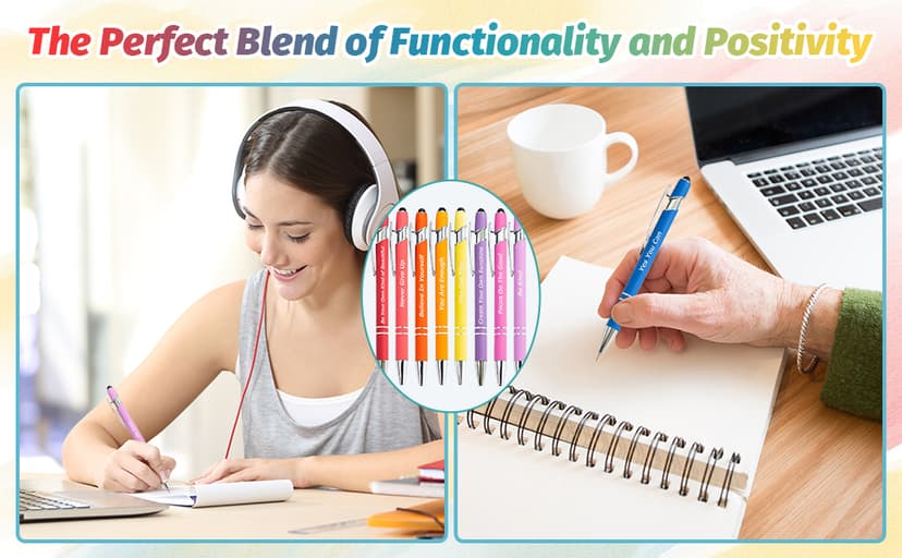 LUAVIARU 40 Piece Inspirational Pens Kit with Stylus Tip & Sayings – 20 Motivational Pen + 20 Individual Bags – Uplifting Quote & Positive Ideas – For Teachers, Office, School, Meetings, Team Events B0D66JJWSX