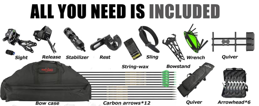 AMEYXGS Archery E8 Compound Bow Set for Adults and Teens RTH Hunting and Target Practice 19”-30” Draw Length,19-70 Lbs Draw Weight,up to IBO 320 fps,Limited Life-time Warranty