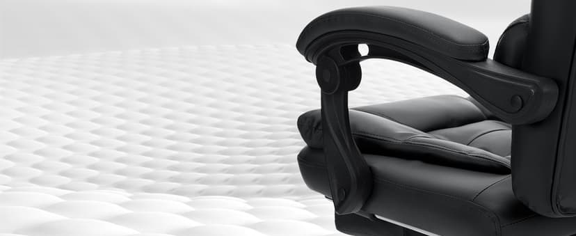 HOFFREE Massage Office Chair with Foot Rest 7 Points Vibration Ergonomic Executive Desk Chair Leather Computer Office Chair Black