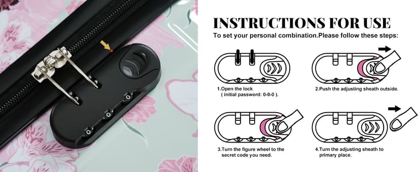 Merax 5 Piece Luggage set of printing hard shell suitcases with Double Spinner Wheels Suitcase with Lock 8" 14" 20" 24" 28"