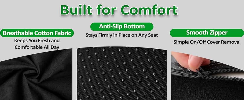 Ergonomic Memory Foam Seat Cushion for Office Chair, Car Seat, Dining, Gaming Chair & Wheelchair, Full Back & Lumbar Support Pillow One Piece, Back Pain Relief, Coccyx, Tailbone & Sciatica Pain Relief