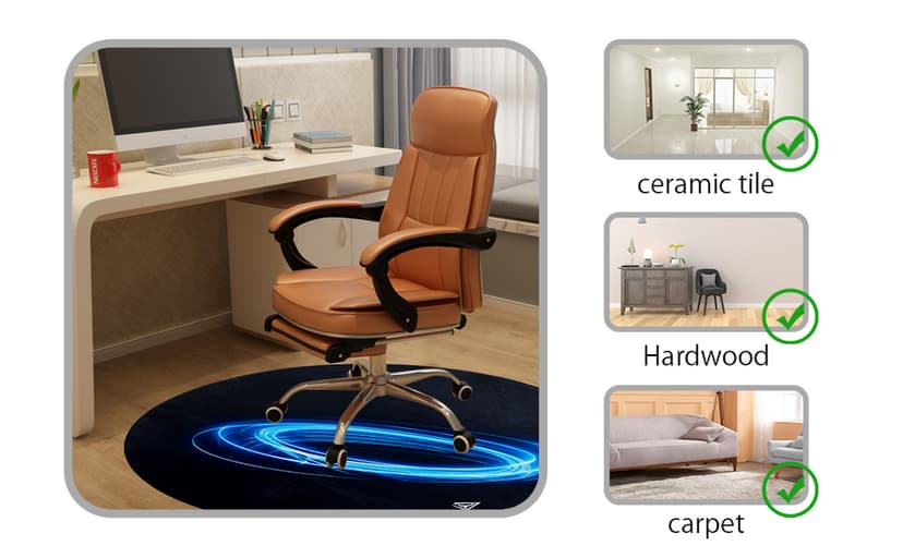 Office Chair Mats Hard-Floor Chair Mats Office Gaming Chair Mat with Blue Lightning Design (Blue)