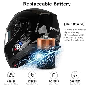 FreedConn BM2-S Bluetooth Motorcycle Helmet, Flip-Up Modular Motorbike Helmet, 500M Connectivity for 2-3 Riders, Voice Dial, Hands-Free Call, MP3, FM, DOT Certified (Medium, Gloss Black)