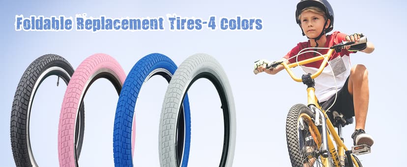 12/16/20x2.125 Bike Tires 1/2 Pack 12/16/20 Inch Kids Folding Replacement Tire/Tube Suitable for Tires 12/20x2.1 12/16/20x2. 125 12/20x2.25, Multiple Colors
