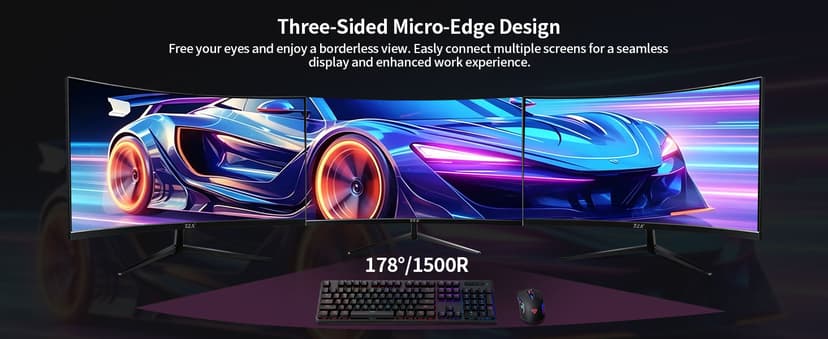 ZZA 32 Inch Curved Gaming Monitor, QHD 2560x1440, Ultra 300Hz & 240Hz Refresh Rate, Computer Monitor VA Panel,1500R, 1ms, HDR, AMD FreeSync Premium, NVIDIA G-SYNC Compatible