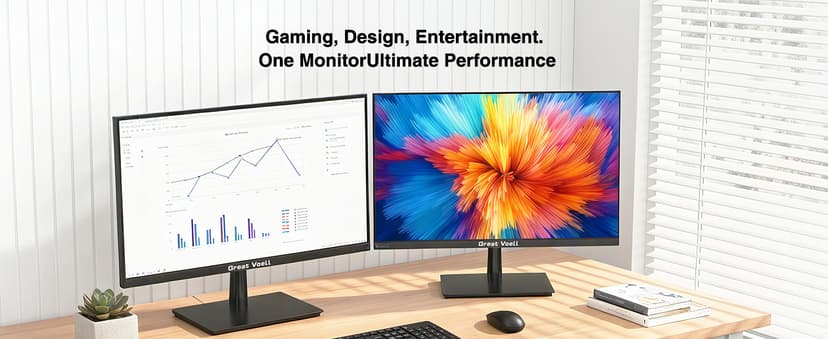 Great voell 23.8" Inch Computer Monitor- FHD 1080P IPS Display 75Hz, 99% sRGB, Eye Care, HDMI VGA, FreeSync, VESA Mountable - Slim Bezel Office & Casual Gaming Screen for PC Console